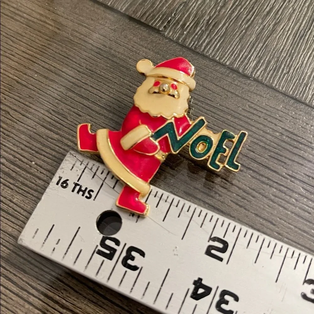 Vintage Jolly Santa - NOEL Enamel Pin By Accessories Associates Inc. Holiday Pin